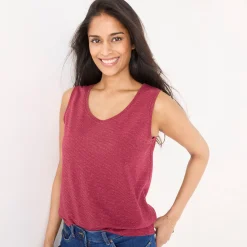 T-Shirt En Topje<Blancheporte Topje in glanstricot bordeaux