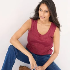 T-Shirt En Topje<Blancheporte Topje in glanstricot bordeaux