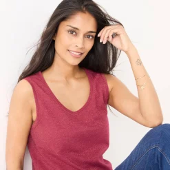 T-Shirt En Topje<Blancheporte Topje in glanstricot bordeaux