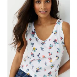 T-Shirt En Topje<Blancheporte Topje in katoen met brede bandjes, bloemenprint wit