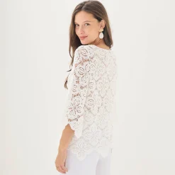 T-Shirt En Topje<Blancheporte Topje met geschulpte macramé, pagodemouwen wit