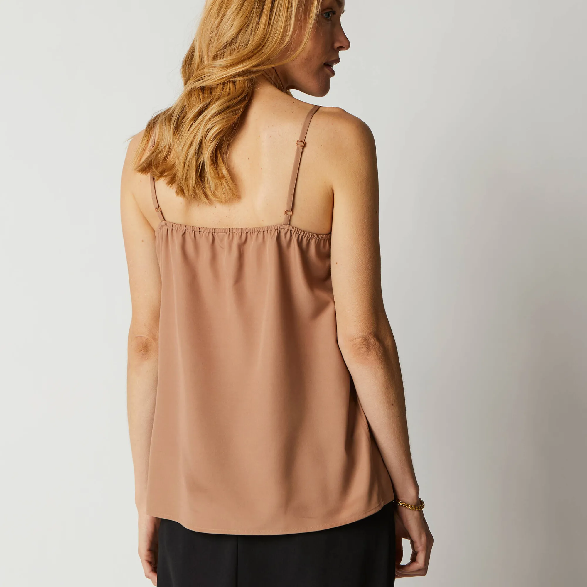 Bloes En Tuniek<Blancheporte Topje met kant en knopen in crêpe karamel