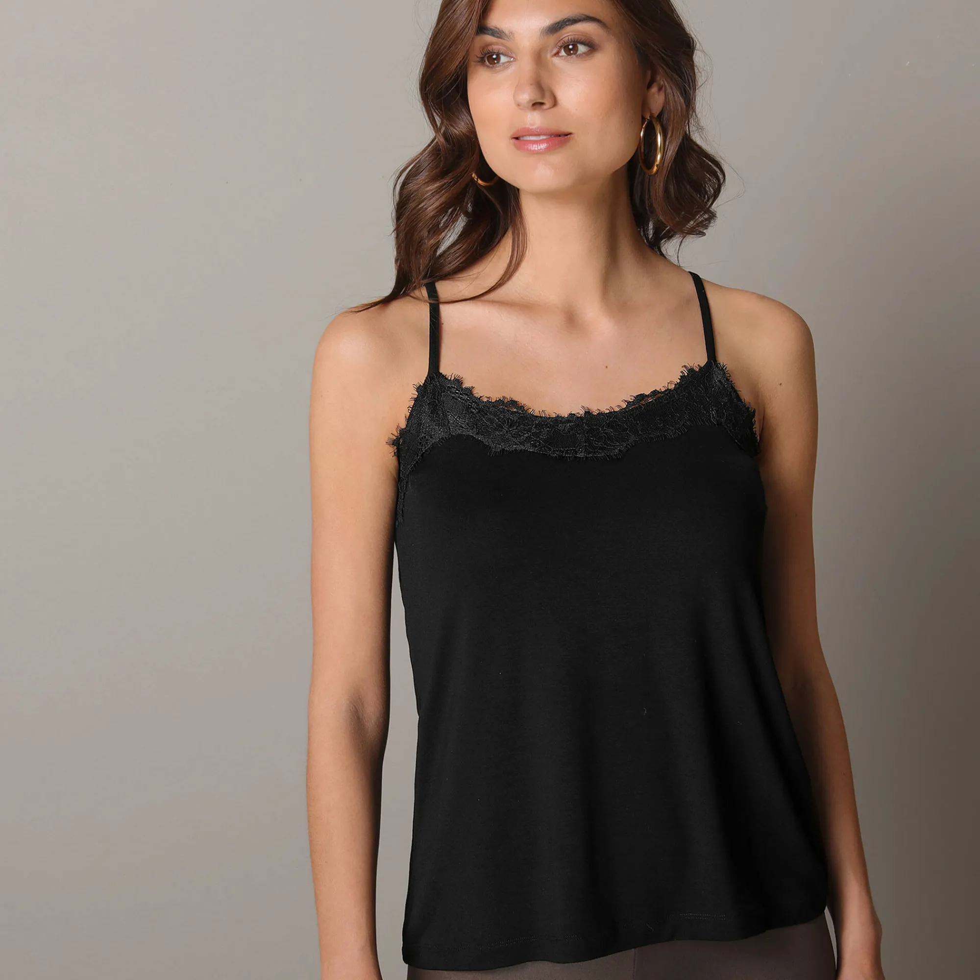 T-Shirt En Topje<Blancheporte Topje met kant en smalle bandjes zwart