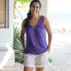 T-Shirt En Topje<Blancheporte Topje met knopen en macramé paars