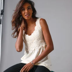 T-Shirt En Topje<Blancheporte Topje met macramé ecru