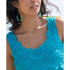 T-Shirt En Topje<Blancheporte Topje met macramé turkoois