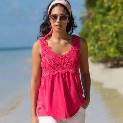 T-Shirt En Topje<Blancheporte Topje met macramé framboos