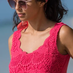 T-Shirt En Topje<Blancheporte Topje met macramé framboos