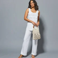 T-Shirt En Topje<Blancheporte Topje met macramé wit