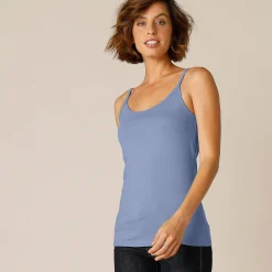 T-Shirt En Topje<Blancheporte Topje met smalle bandjes in katoen grijsblauw