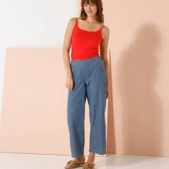 T-Shirt En Topje<Blancheporte Topje met smalle bandjes in katoen klaproosrood