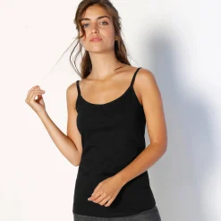 T-Shirt En Topje<Blancheporte Topje met smalle bandjes in katoen zwart