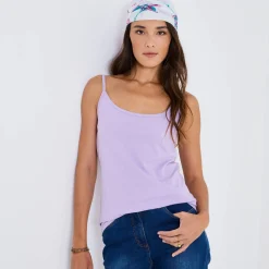 T-Shirt En Topje<Blancheporte Topje met smalle bandjes in katoen mauve