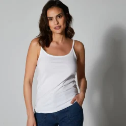 T-Shirt En Topje<Blancheporte Topje met smalle bandjes in katoen wit