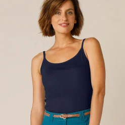 T-Shirt En Topje<Blancheporte Topje met smalle bandjes in katoen marine