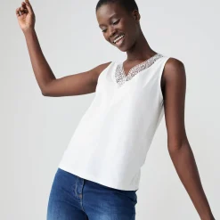T-Shirt En Topje<Blancheporte Topje met V-hals in kant ecru