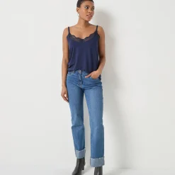 T-Shirt En Topje<Blancheporte Topje met V-hals in kant, verstelbare bandjes marine