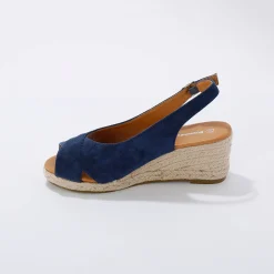 Sandalen En Espadrilles|Schoenen<Blancheporte Touw sleehakken met open hiel en teen blauw