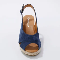 Sandalen En Espadrilles|Schoenen<Blancheporte Touw sleehakken met open hiel en teen blauw