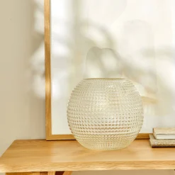 Decoratieartikel<Blancheporte e, ronde vaas in reliëfglas transparant
