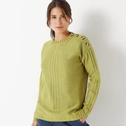 Trui En Vest<Blancheporte Trui in fantasietricot mosgroen