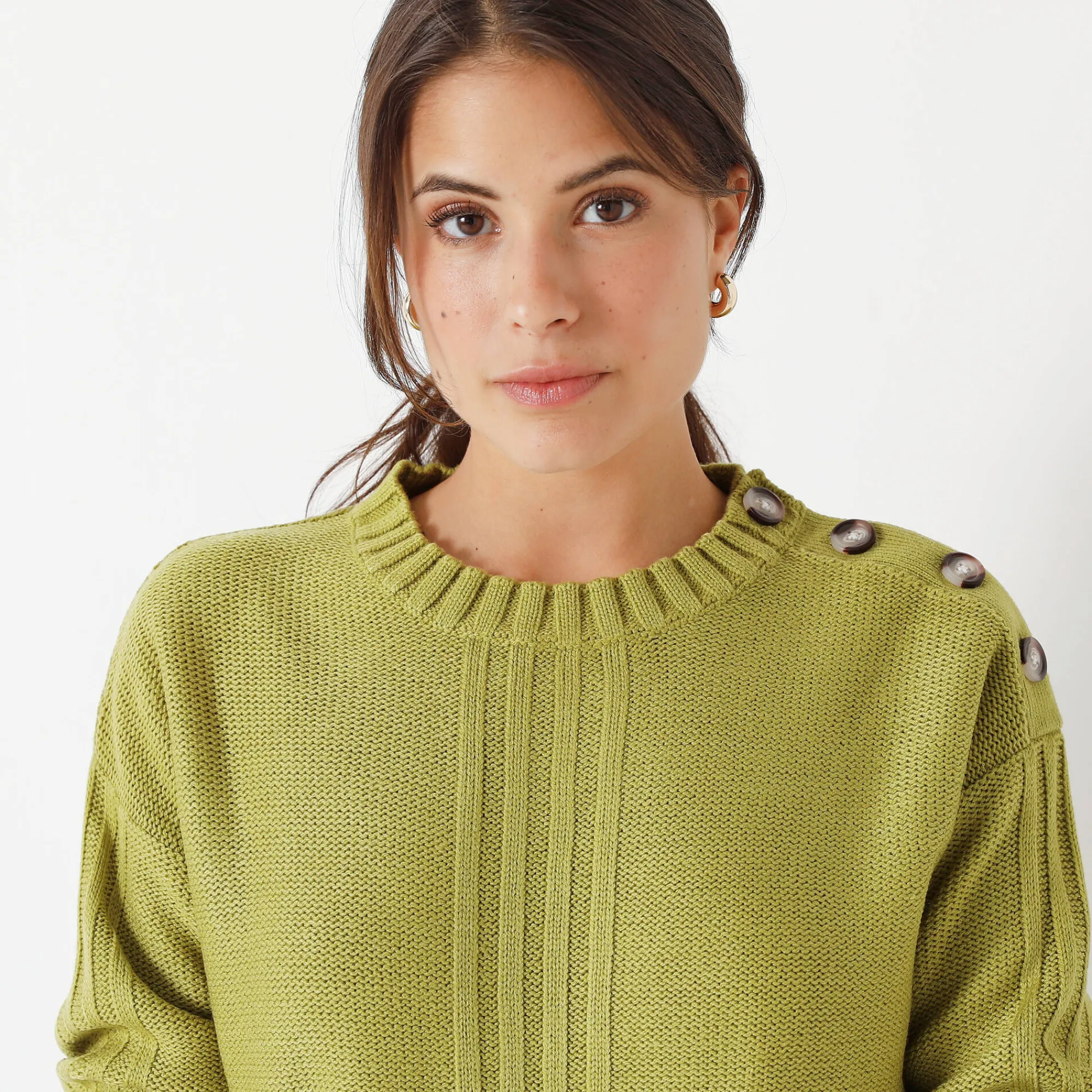Trui En Vest<Blancheporte Trui in fantasietricot mosgroen