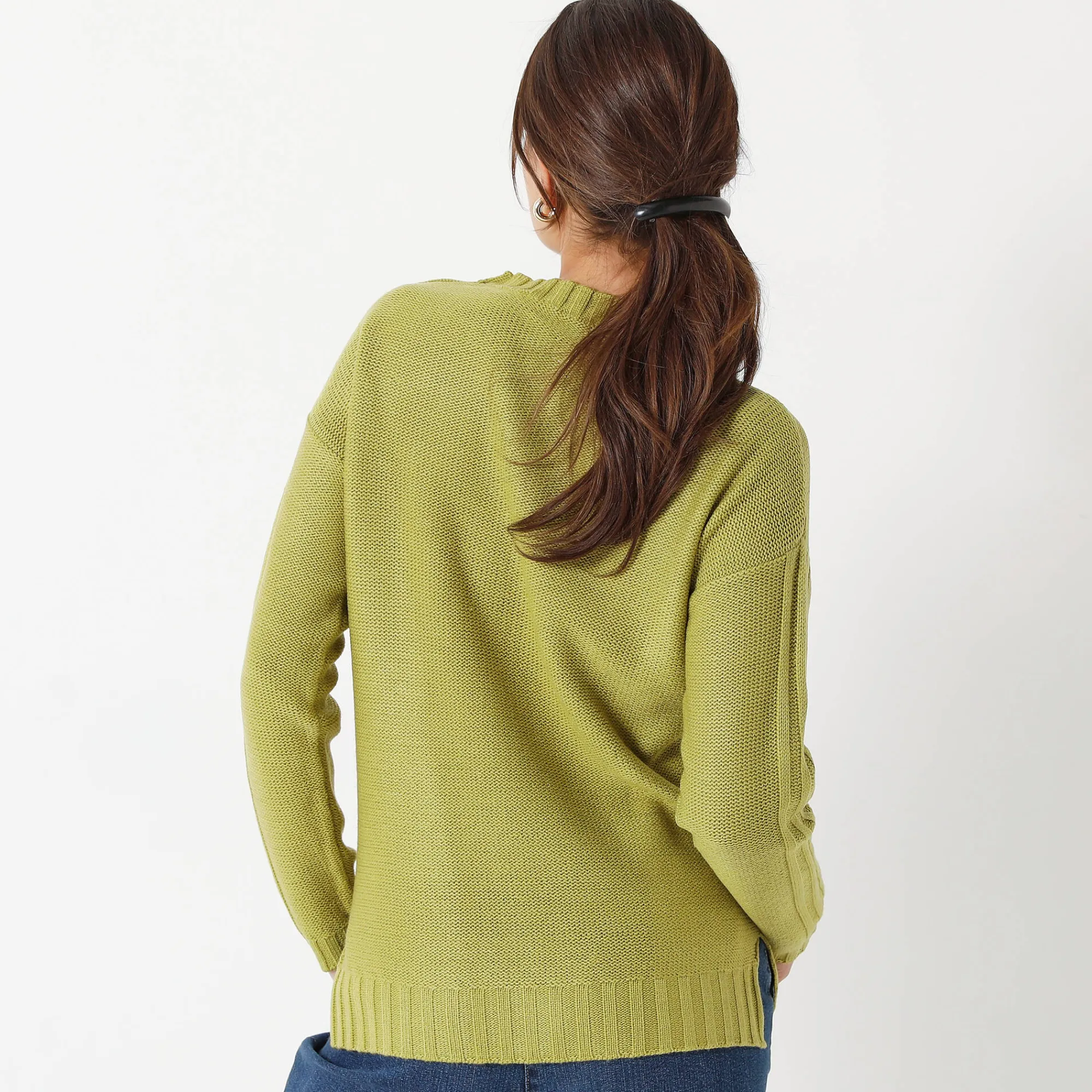 Trui En Vest<Blancheporte Trui in fantasietricot mosgroen