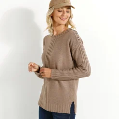 Trui En Vest<Blancheporte Trui in fantasietricot lichttaupe