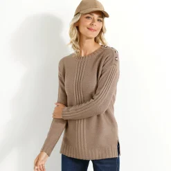 Trui En Vest<Blancheporte Trui in fantasietricot lichttaupe