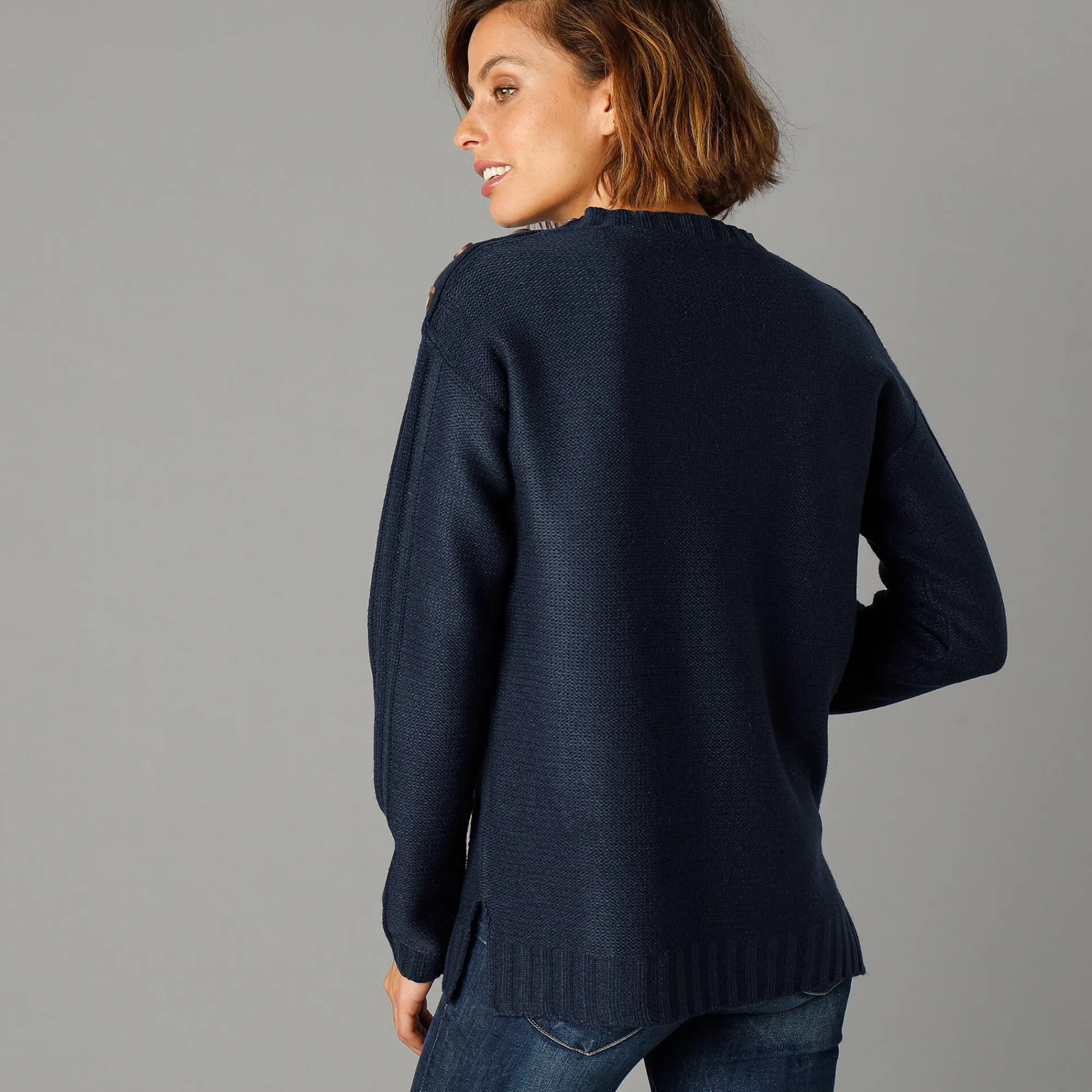 Trui En Vest<Blancheporte Trui in fantasietricot marine
