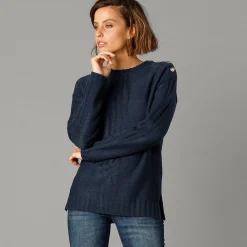 Trui En Vest<Blancheporte Trui in fantasietricot marine