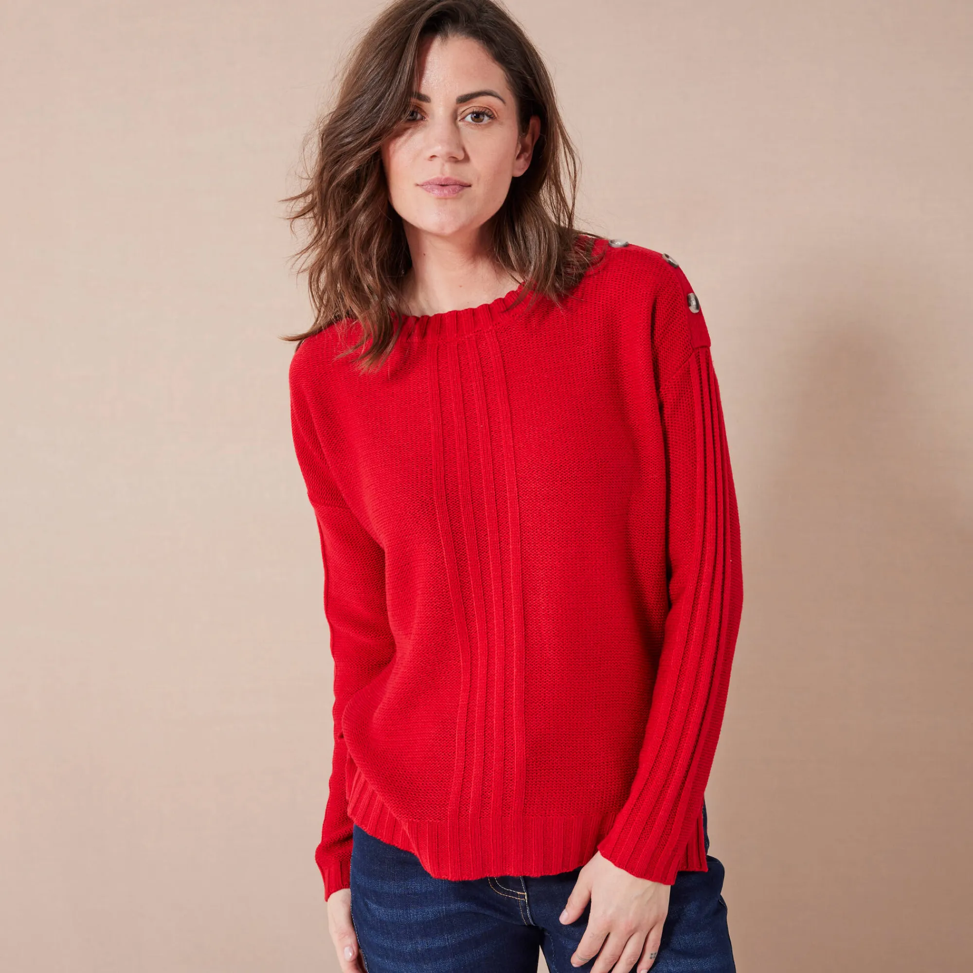 Trui En Vest<Blancheporte Trui in fantasietricot rood