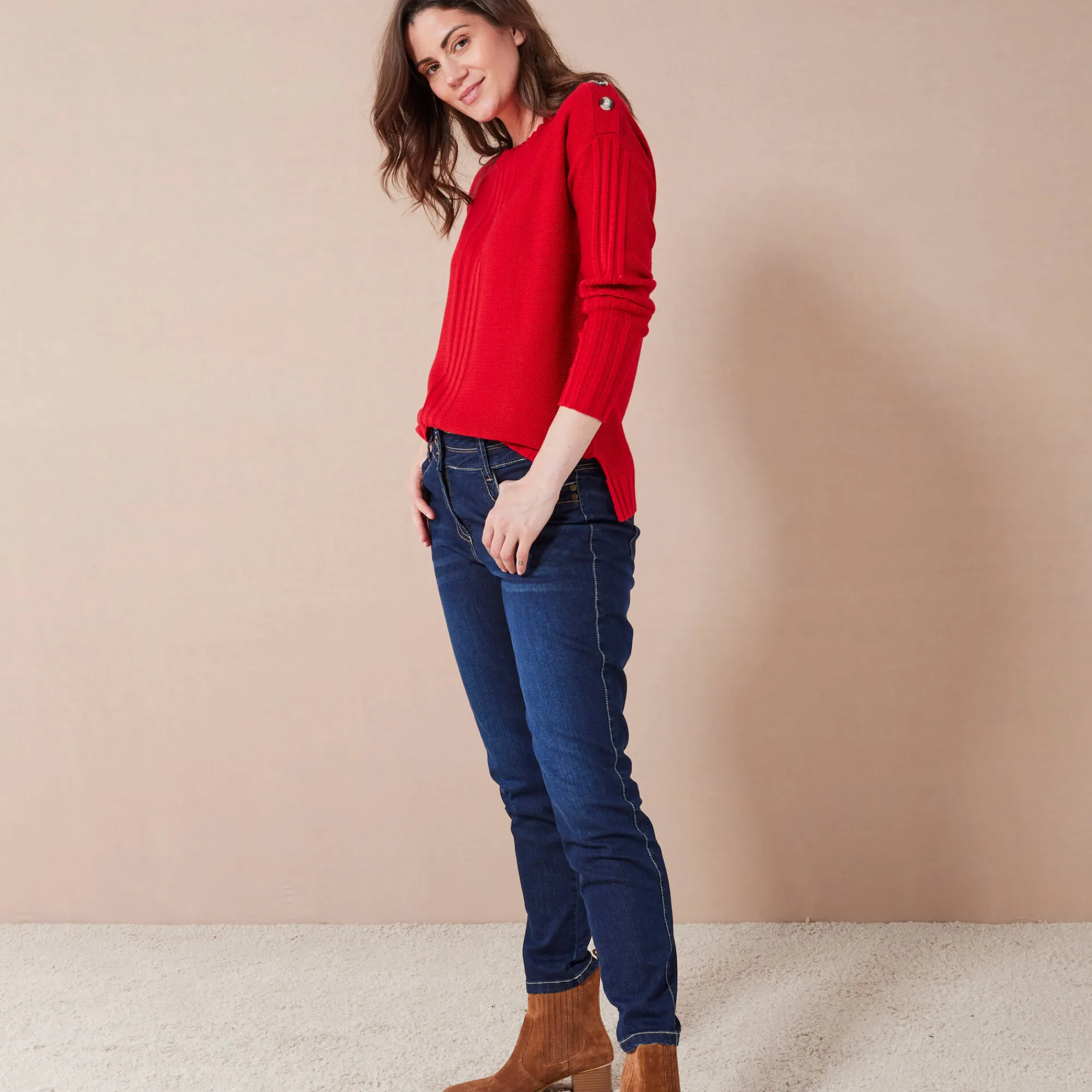 Trui En Vest<Blancheporte Trui in fantasietricot rood