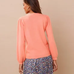 Trui En Vest<Blancheporte Trui in fantasietricot met Tunesische hals perzik