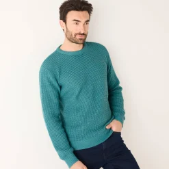 Feestoutfits Heren|Trui En Vest<Blancheporte Trui in gewafeld tricot, ronde hals celadon