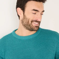 Feestoutfits Heren|Trui En Vest<Blancheporte Trui in gewafeld tricot, ronde hals celadon