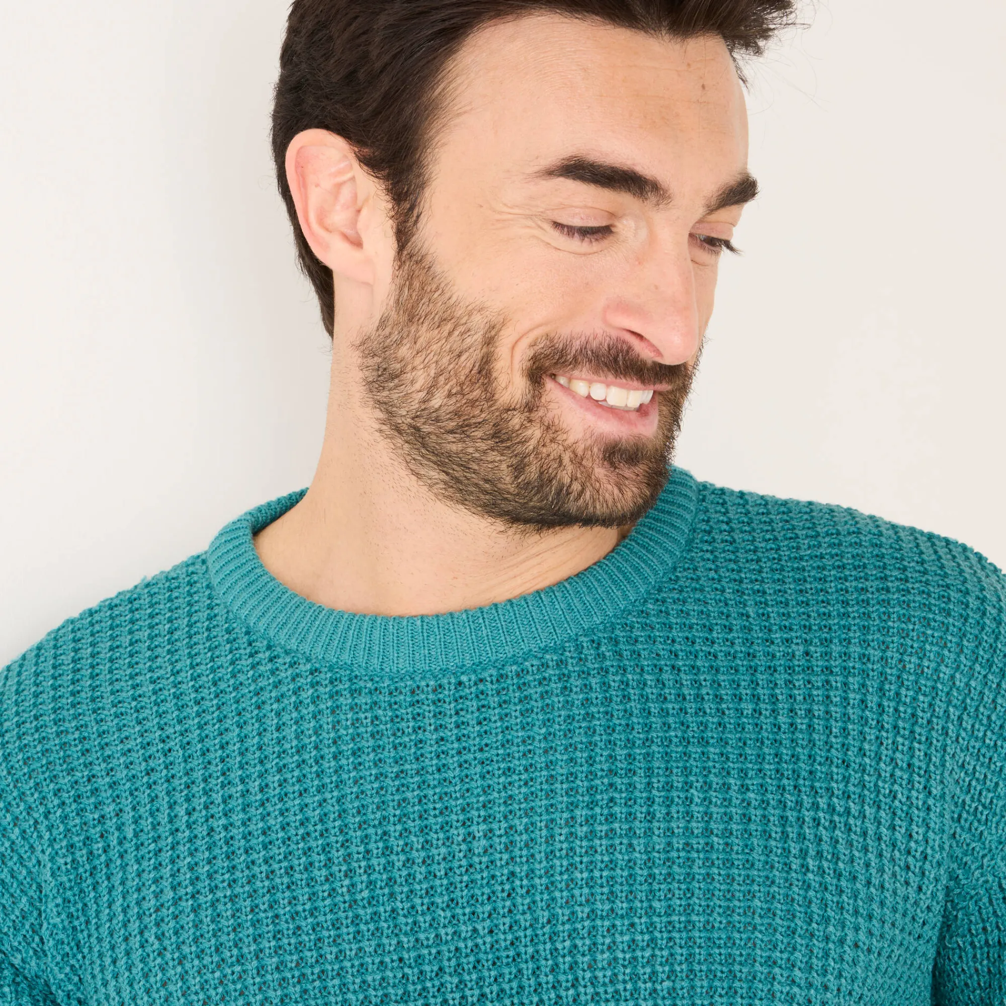 Feestoutfits Heren|Trui En Vest<Blancheporte Trui in gewafeld tricot, ronde hals celadon