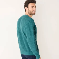 Feestoutfits Heren|Trui En Vest<Blancheporte Trui in gewafeld tricot, ronde hals celadon