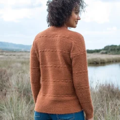 Trui En Vest<Blancheporte Trui in harig fantasietrioct met opstaand kraagje karamel