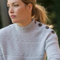 Trui En Vest<Blancheporte Trui in harig fantasietrioct met opstaand kraagje grijs