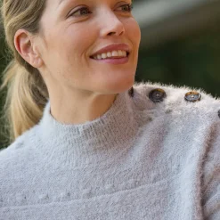 Trui En Vest<Blancheporte Trui in harig fantasietrioct met opstaand kraagje grijs