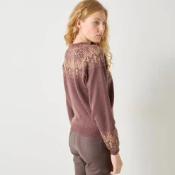 Feestoutfits Dames|Trui En Vest<Blancheporte Trui in koperkleurige jacquard, met mohairtouch chocolade / koper