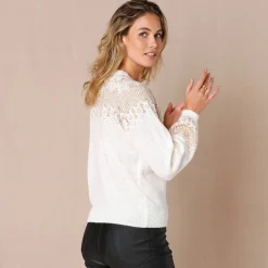 Feestoutfits Dames|Trui En Vest<Blancheporte Trui in koperkleurige jacquard, met mohairtouch ecru / koper
