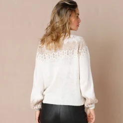 Feestoutfits Dames|Trui En Vest<Blancheporte Trui in koperkleurige jacquard, met mohairtouch ecru / koper
