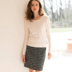Trui En Vest<Blancheporte Trui in kouseribbeltricot, met officiersknopen ecru