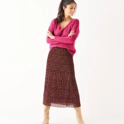 Trui En Vest<Blancheporte Trui in loose model met V-hals, patenttricot met zachte touch framboos