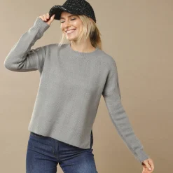 Trui En Vest<Blancheporte Trui in loose volume, met zijsplitten chiné grijs