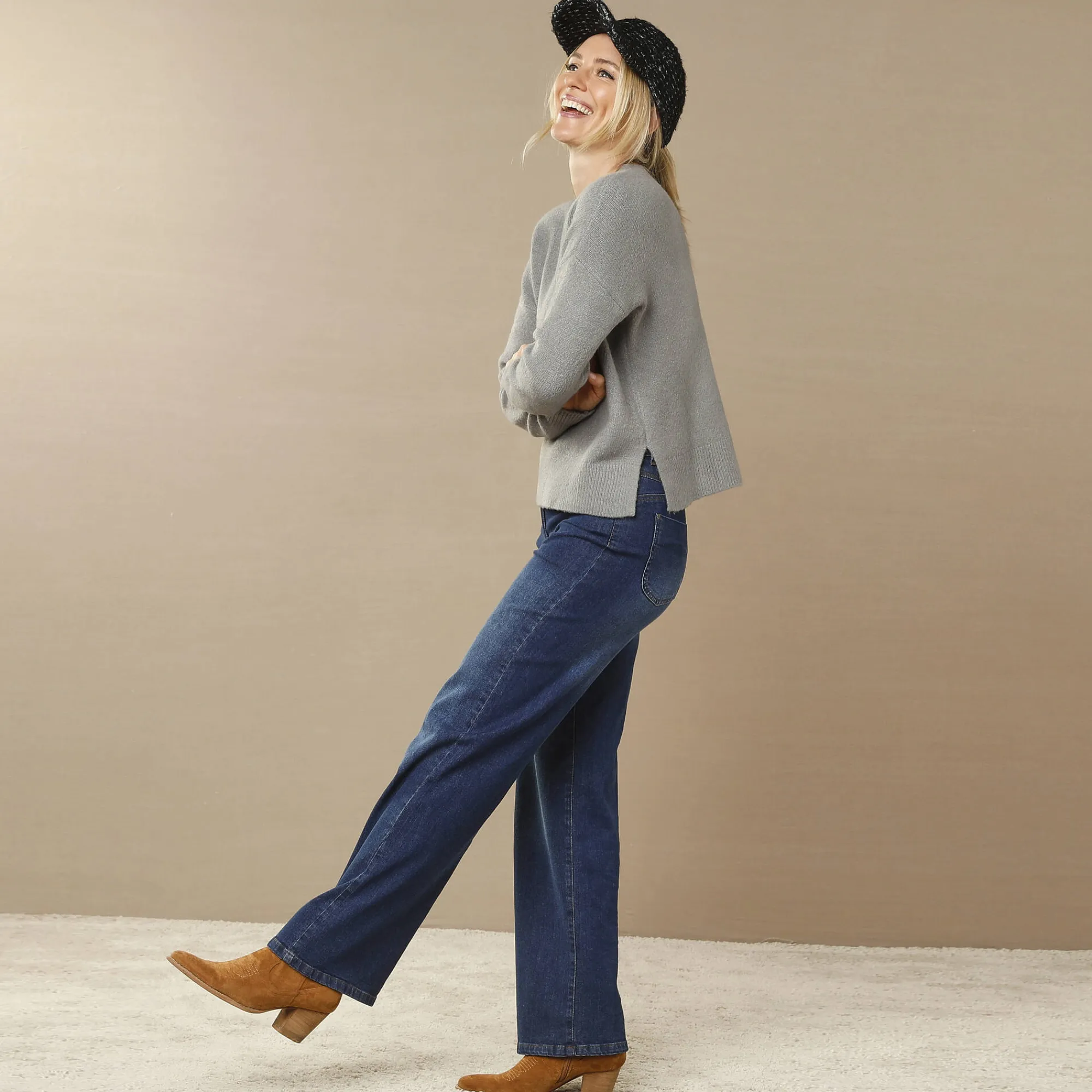 Trui En Vest<Blancheporte Trui in loose volume, met zijsplitten chiné grijs