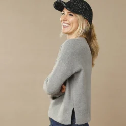 Trui En Vest<Blancheporte Trui in loose volume, met zijsplitten chiné grijs