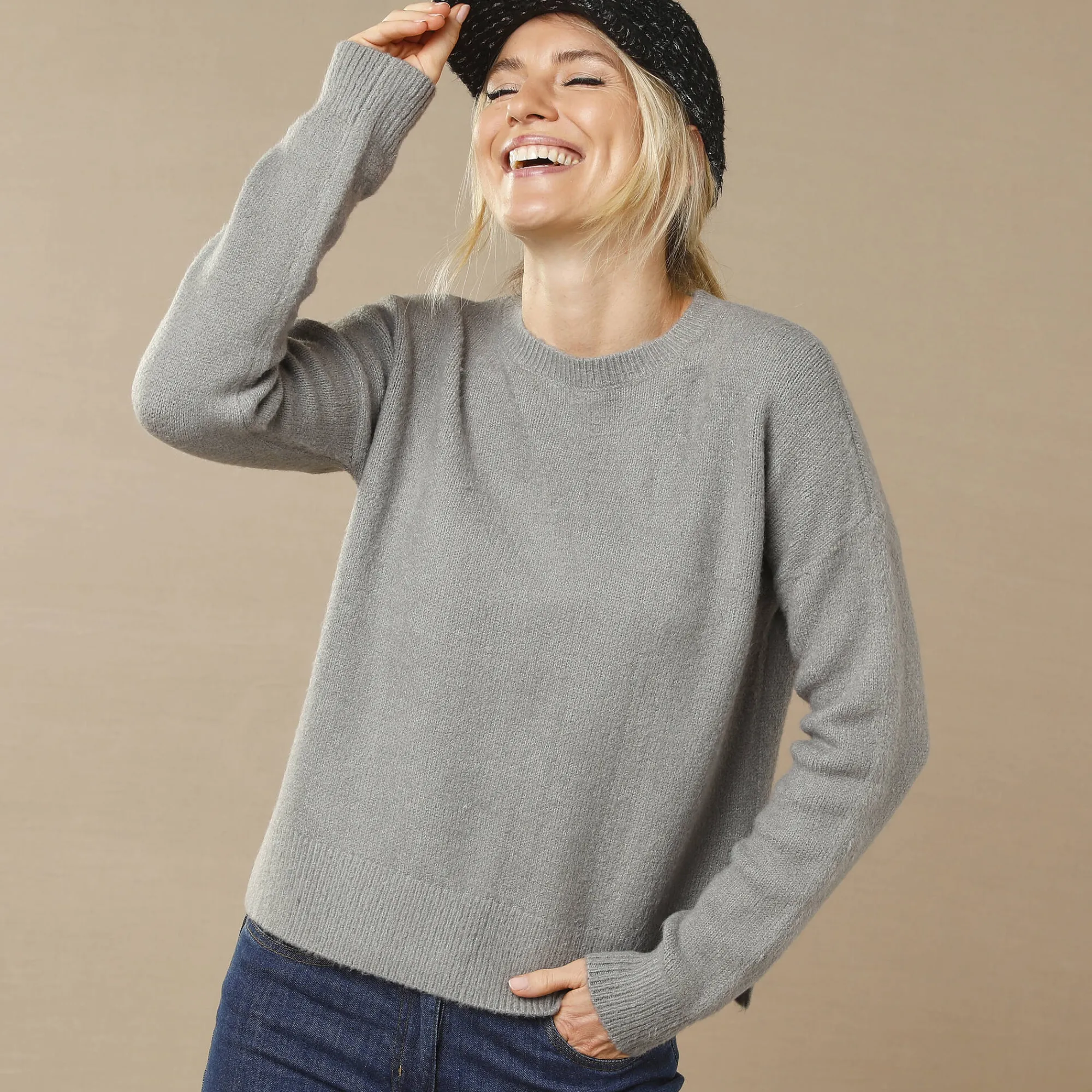 Trui En Vest<Blancheporte Trui in loose volume, met zijsplitten chiné grijs